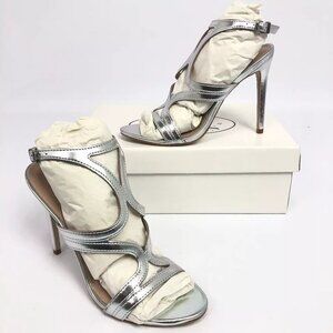 Steve Madden Womens Sidney Dress Sandals Silver Leather 7M